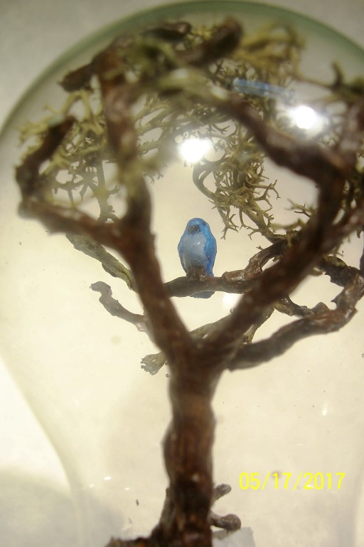 Bird in a Tree in a Light Bulb